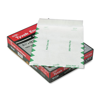  | Survivor QUAR1530 14 lbs. Lightweight 9.5 in. x 12.5 in. #12 1/2 Square Flap Redi-Strip Closure First Class Tyvek Catalog Mailers - White (100/Box)