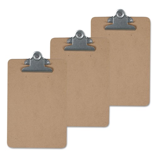 Clipboards | Universal UNV40305VP 1.25 in. Clip Capacity 8.5 in. x 14 in. Hardboard Clipboard - Brown (3/Pack) image number 0