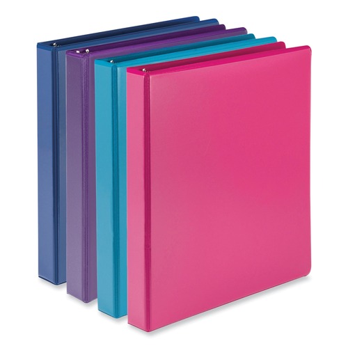Binders | Samsill MP46439 11 in. x 8.5 in. 1 in. Capacity 3 Rings Durable D-Ring View Binders - Blueberry/Blue Coconut/Dragonfruit/Purple (4/Pack) image number 0