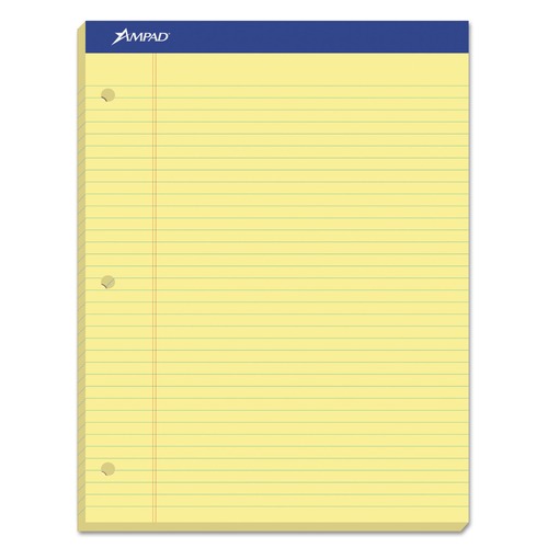 Notebooks & Pads | Ampad 20-243 8.5 x 11.75 Wide/Legal Rule Double Sheet Pads - Canary-Yellow Sheets (100-Sheets/Pad) image number 0