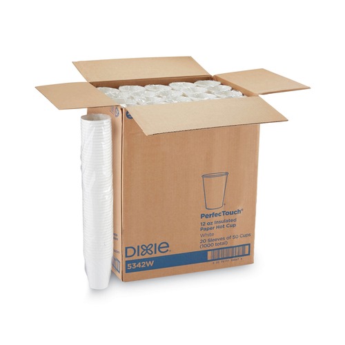  | Dixie 5342W PerfecTouch 12 oz Paper Hot/Cold Cups - White (1000/Carton) image number 0