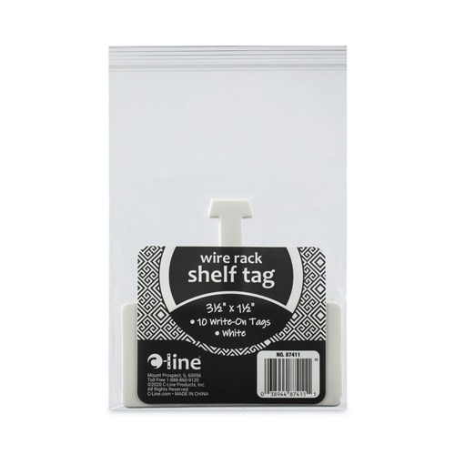 Labels | C-Line 87411 3.5 in. x 1.5 in. Side Load Wire Rack Shelf Tag - White (10/Pack) image number 0