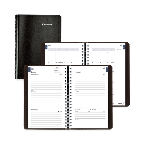 Notebooks & Pads | Blueline CA101.BLK 8 in. x 5 in. 14-Month (Jul 2025-Aug 2026) Academic Weekly/Monthly Planner - Black Cover image number 0