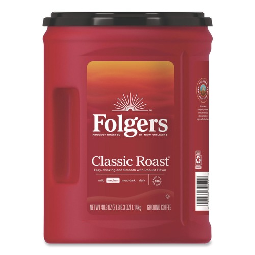 Coffee | Folgers 30419EA Classic Roast Ground Coffee Classic Roast 40.3 oz Canister image number 0