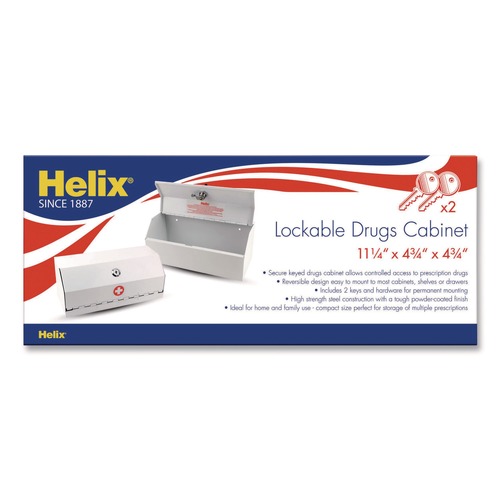 Office Filing Cabinets & Shelves | Maped Helix 27050 11.5 in. x 4.24 in. x 4.75 in. Metal Lockable Wall-Mounted Drug Cabinet - White image number 0