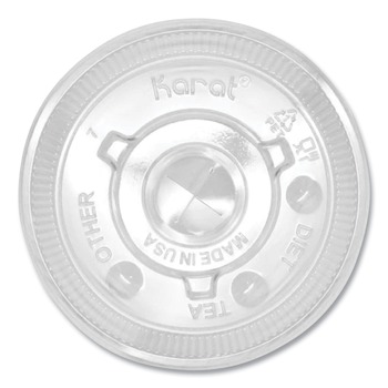 Karat C-KCL90 12 oz. to 22 oz. Cold Cups Flat PET Plastic Lids - Clear (1000/Carton)