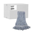 Just Launched | Boardwalk BWK542CT Narrow Floor Finish Rayon/Polyester Mop Head - Medium, White/Blue (12/Carton) image number 2