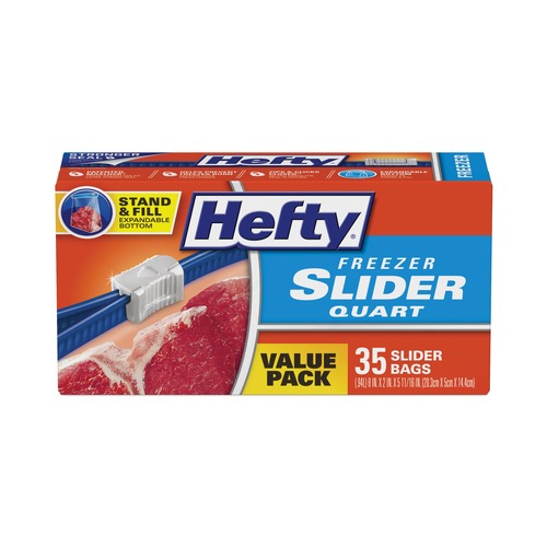 Food Service | Hefty 00R88079 7 in. x 8 in. 32 oz. Slider Stand and Fill Freezer Storage Bags - Clear (35/Box) image number 0