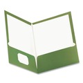 File Folders | Oxford 5049560 100-Sheet Capacity 8.5 in. x 11 in. Two-Pocket Laminated Folder - Metallic Green (25/Box) image number 2