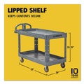 Cleaning Carts | Rubbermaid Commercial 2192463 BRUTE Heavy-Duty Ergo Handle Utility Cart Plastic 2 Shelves 750 lb Capacity 26-in x 55-in x 33.25-in Gray image number 7