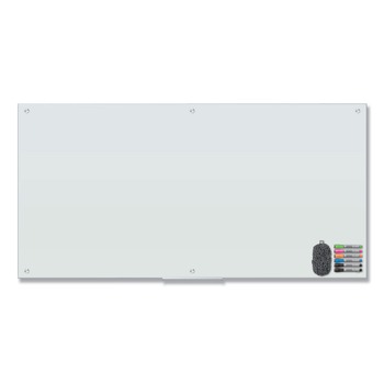 U Brands 3973U00-01 70 in. x 35 in. Magnetic Glass Dry Erase Board Value Pack - Frosted White