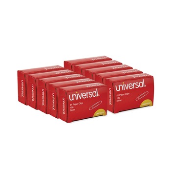 PAPER CLIPS AND FASTENERS | Universal A7072210A #1 Paper Clips - Small, Silver (100/Box, 10 Boxes/Pack)