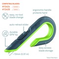 Box Cutters & Utility Knives | slice 10503 1.29 in. Carbon Steel Blade 7 in. Nylon Handle Replaceable Double Sided Box Cutters - Gray/Green image number 5