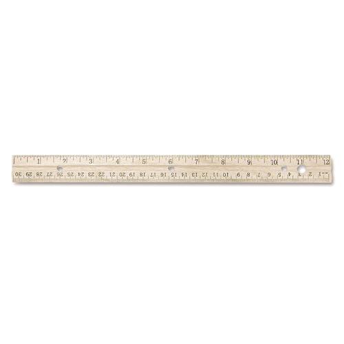 Office & Office Supplies | Westcott 10702 12 in. Long 3-Hole Punched Wood Ruler English and Metric With Metal Edge image number 0