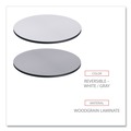 Office Desks & Workstations | Alera ALETTRD36WG 35.5 in. Diameter Round Reversible Laminate Table Top - White/Gray image number 5