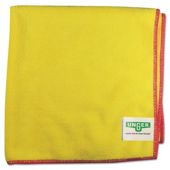 Unger MF40Y 16 in. x 15 in. SmartColor Heavy-Duty MicroWipes - Yellow/Red (10/Pack)