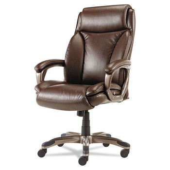 Alera ALEVN4159 Veon Series Executive High-Back Bonded Leather Chair Supports Up to 275 lb - Brown Seat/Back/Bronze Base