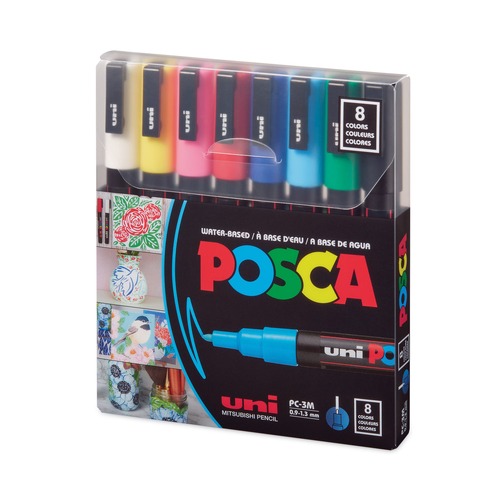 Back to School Sale | uni-ball PC3M8C Fine Bullet Tip Water-Based Paint Markers - Assorted Colors (8/Pack) image number 0