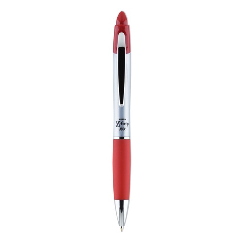 Pens | Zebra 22430 1 mm Retractable Medium Z-Grip MAX Ballpoint Pen - Red Ink, Silver/Red Barrel (1-Dozen) image number 0