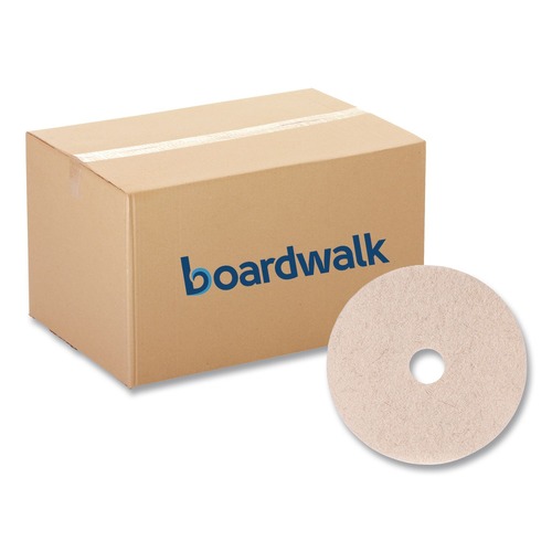 Sponges & Scrubbers | Boardwalk BWK4021NHE 21 in. Diameter Natural Hog Hair Burnishing Floor Pads - Tan (5/Carton) image number 0