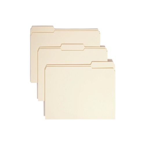 File Folders | Smead 10334 0.75 in. Expansion Reinforced 1/3-Cut Tab 11-pt Manila File Folders - Letter Size/Manila (100/Box) image number 0