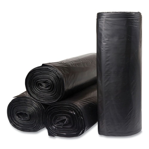 Trash Bags | Inteplast Group ECI404612K 40 in. x 46 in. 1.2 mil 45 gal Interleaved Roll Low-Density Commercial Can Liners - Black (10 Bags/Roll, 10 Rolls/Carton) image number 0