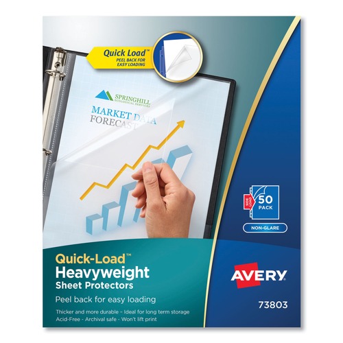 Sheet Protectors | Avery 73803 Letter Size Quick Top and Side Loading Sheet Protectors - Non-Glare Clear (50/Box) image number 0