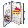 File Folders | Smead 18732 Four SafeSHIELD Fasteners 1 Divider Legal Size Four-Section Pressboard Top Tab Classification Folders - Dark Blue (10/Box) image number 3