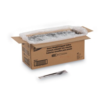 Dixie FH53C7 Individually Wrapped Heavyweight Polystyrene Forks - Black (1000/Carton)