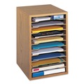 Office Filing Cabinets & Shelves | Safco 9419MO 11 Compartments 10.63 in. x 11.88 in. x 16 in. Wood Vertical Desktop Sorter - Medium Oak image number 1