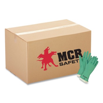 MCR Safety 5319E Flock-Lined Nitrile Gloves - One Size Green (1-Dozen)