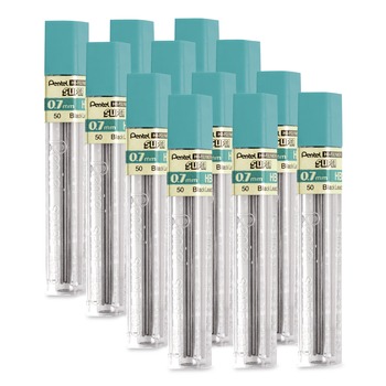 PENCILS | Pentel 50-HB 0.7 mm HB Super Hi-Polymer Lead Refills - Black (12/Pack)