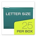 File Folders | Pendaflex 04152 1/5 TEA 1/5-Cut Tabs Letter Size Colored Reinforced Hanging Folders - Teal (25/Box) image number 4