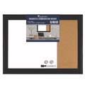 White Boards | Quartet 79283 23 x 17 Home Decor Magnetic Combo Dry Erase Board with Cork Board on Side - Tan/White Surface/Black Wood Frame image number 1