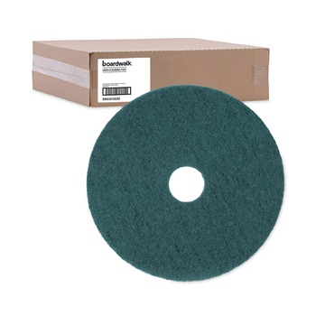 Boardwalk BWK4018GRE 18 in. Diameter Heavy-Duty Scrubbing Floor Pads - Green (5/Carton)