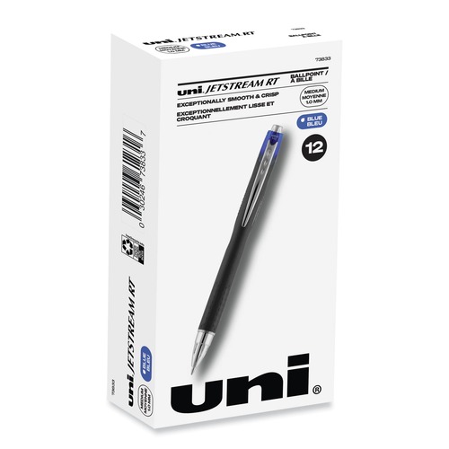 Pens | uni-ball 73833 Jetstream 1 mm Retractable Hybrid Gel Pen - Blue Ink/Black/Silver/Blue Barrel/Bold (1-Dozen) image number 0