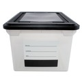 Desktop Organizers | Innovative Storage Designs 55802 17.75 in. x 14 in. x 10.25 in. Letter/Legal File Tote with Contents Label - Clear/Black image number 1