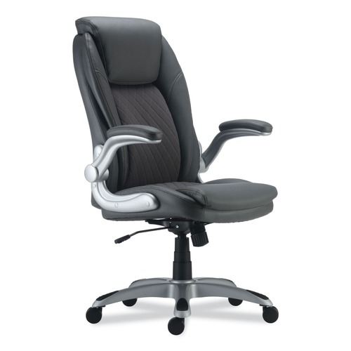 Office Chairs | Alera ALELT4219 Leithen Bonded Leather Midback Chair Supports Up to 275 lbs. - Gray/Silver image number 0
