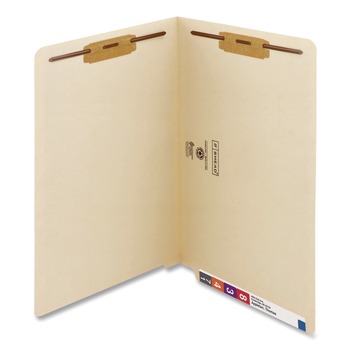 Smead 37115 End Tab 11-pt Manila 2-Fastener Folders with Reinforced Straight Tabs - Legal Size/Manila Exterior (50/Box)
