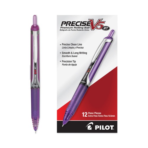 Pens | Pilot 26066 Precise V5RT Extra-Fine 0.5 millimeter Retractable Rollerball Pen - Purple Ink/Barrel (1-Dozen) image number 0