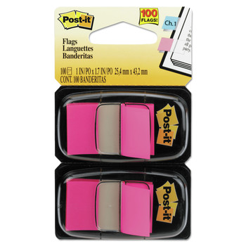 Post-it Flags 680-BP2 Standard Page Flags in Dispenser - Bright Pink (100/Pack)