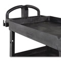 Cleaning Carts | Rubbermaid Commercial 2196862 BRUTE 25.24 in. x 44 in. x 47 in. 3 Shelves 600 lb Capacity Resin 3-Shelf Heavy-Duty Ergo Lipped Utility Cart - Black image number 3