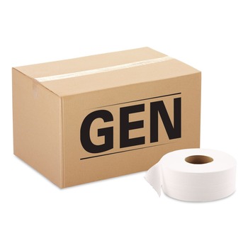 TISSUES | GEN G1511 3.3 in. x 1200 ft. 1-Ply JRT Septic Safe Jumbo Bath Tissue - White (12/Carton)