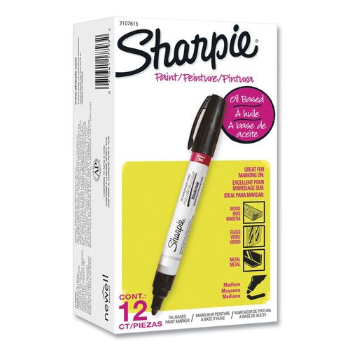 Permanent Markers | Sharpie 2107615 Medium Bullet Tip Permanent Paint Marker - Black (1 Dozen) image number 0