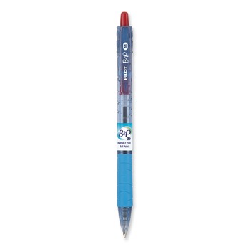 Pilot 32802 Medium 1 mm Retractable Red Ink B2P Bottle-2-Pen Recycled Ballpoint Pen - Translucent Blue Barrel (1-Dozen)
