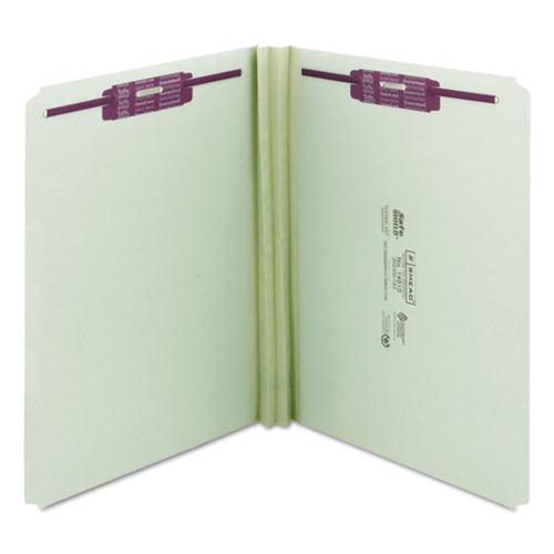 File Folders | Smead 14910 Recycled Pressboard Fastener Folders with Straight Tabs - Letter, Gray/Green (25/Box) image number 0