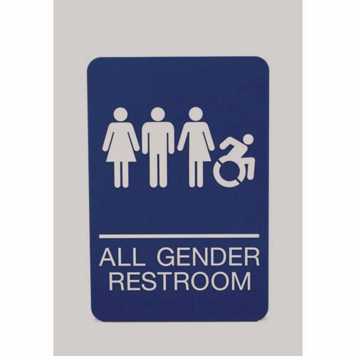 Floor Signs & Safety Signs | Headline Sign 7780 6 x 9 All Gender Restroom ADA Sign - Blue Face/White Graphics image number 0