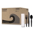 Cutlery | Boardwalk BWKFKTNMWPSBLA 4-Piece Fork/Knife/Napkin/Teaspoon Cutlery Kit - Black (250/Carton) image number 1