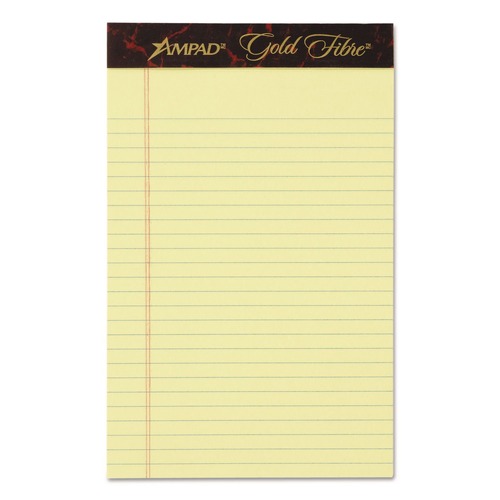 Notebooks & Pads | Ampad 20-004R Gold Fibre 5 in. x 8 in. Medium/College Ruled Writing Pads - Canary Yellow (1-Dozen) image number 0