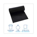 Trash & Waste Bins | Boardwalk W4832YKKR01 24 in. x 32 in. 16 gal. 1 mil Perforated Roll Low-Density Waste Can Liners - Black (150/Carton) image number 4